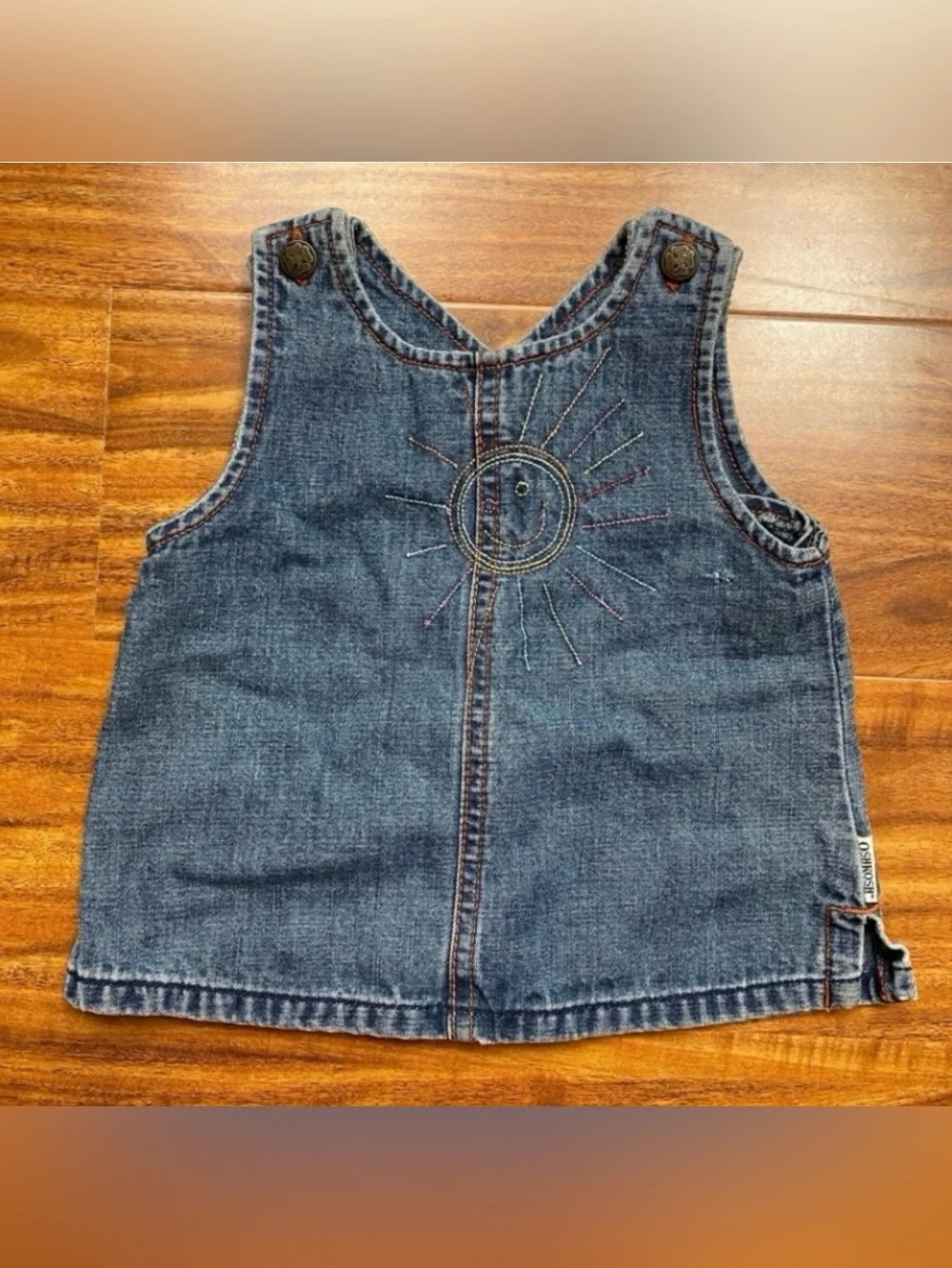 3/$25 Oshkosh B'Gosh Baby Girl Sleeveless Embroidered Denim Tunic Top Size 18M